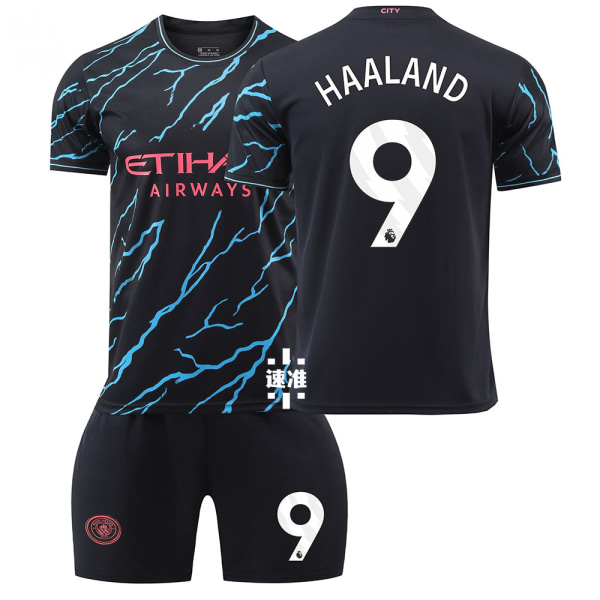 2324 Manchester City 2 bortafotbollsdr?kter f?r barn med strumpor och skyddsutrustning 9 HAALAND children' sizes 22