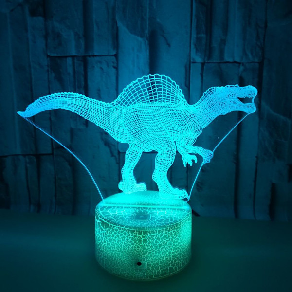 Nattlampa 3D lampa 7 Färger Växlande LED Nattlampa med Smart Touch & Fjärrkontroll 3D Nattlampor (Dinosaurie Spinosaurus)