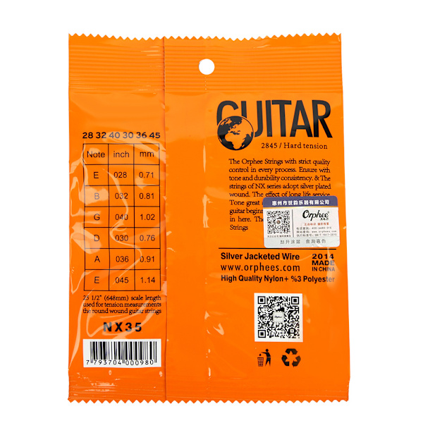 6 st/set Nylon Hållbara Klassiska Elektriska Gitarrsträngar NX-serien (NX35)