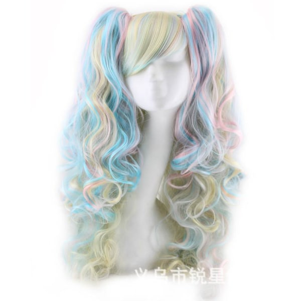 Wekity Multicolor Lolita Long Curls Ponytail Cosplay Peruk, färg