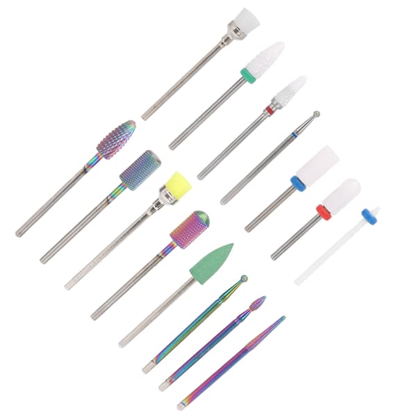 15 stk Profesjonelle Neglekunst Drill Bits Sett Elektrisk Manikyr Maskin Drill Bits Negle Sander Tip Sett