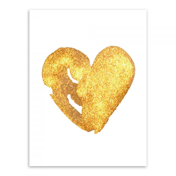 Kærlighed og hval vægkunst lærredstryk plakat, enkel sød guld og sort kunsttegning indretning (sæt med 3 rammeløse, 20''x28'')