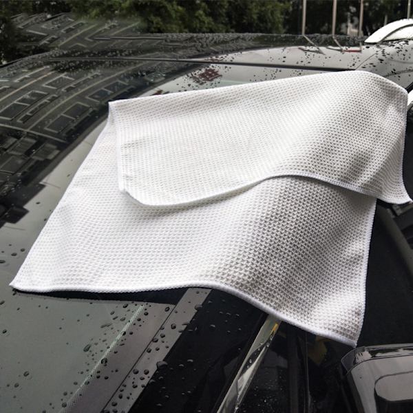 Glass Wipe Honeycomb Microfiber Ananas Bil Håndkle for Bilvask Super Absorberende - 15.7x23.6\" Hvit (2-Pakning)