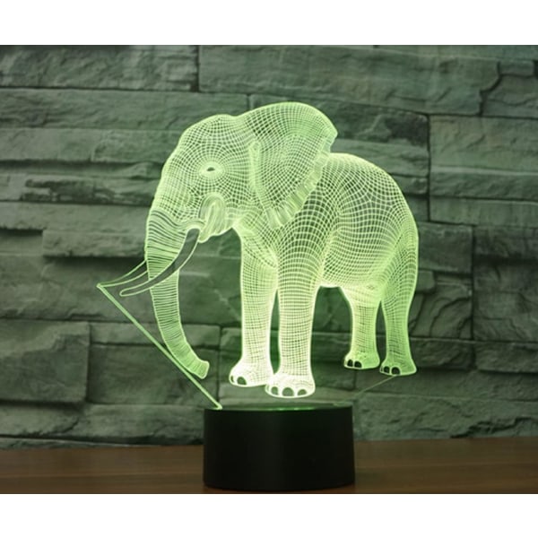 WJ 3D Elefant Fjernbetjening 16 Farve Natlys Illusion Akryl LED Bordlampe Sengelampe Børneværelse Skrivebordsdekoration Fødselsdagsgaver Legetøj til Børn