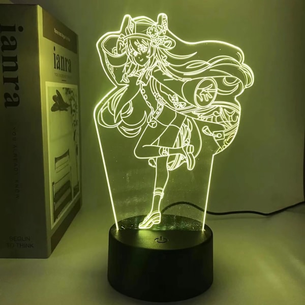 Genshin Impact HuTao Peli 3D Anime Illuusio Yövalo Lapsen Makuuhuoneen Sisustukseen Yövalo Ystävän Syntymäpäivälahja Akryyli Led-Lamppu - 16 Väriä Kaukosäätimellä Metamorfos - Valnöt