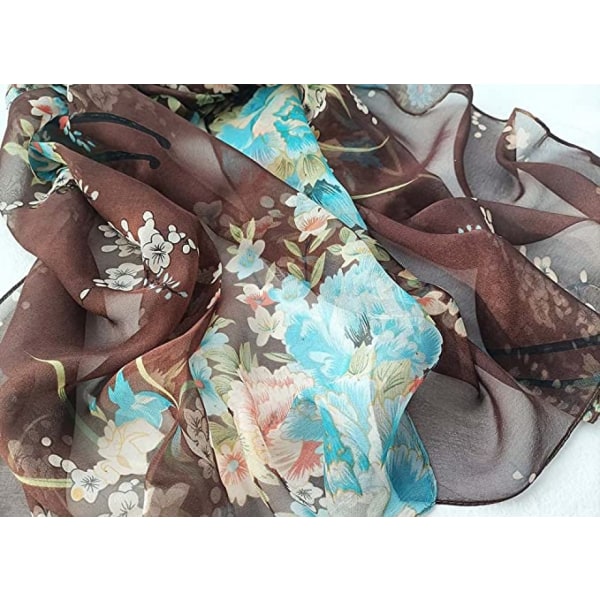 Tørklæder til kvinder Letvægts Fashion Tørklæder Print Blomstermønster Tørklæde Sjal Wraps, A10