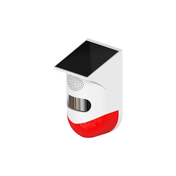 Solcellsstroboskoplarm med rörelsesensor Siren Utomhuslarm Siren med fjärrkontroll 120db Ljudsäkerhetssiren Ljus IP67 Vattentät och 4 M