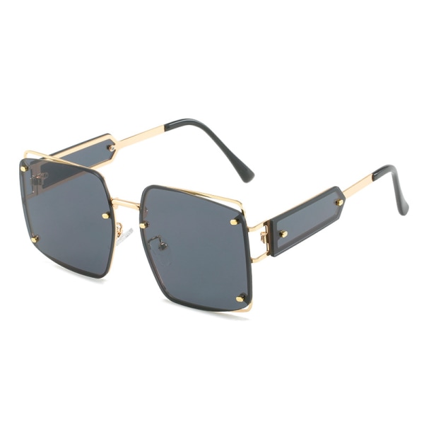 Elegant Square Cut Sunglasses Oversized Metal Temples