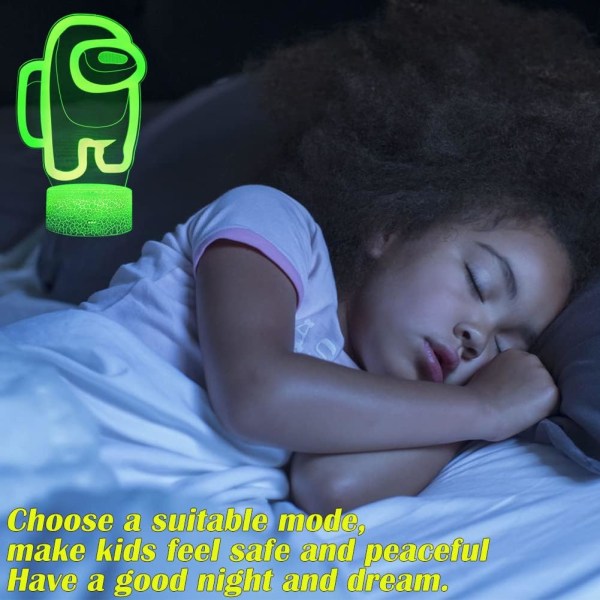LED-nattlampa för spel, 3D-illusionslampa för spel för barn med fjärrkontroll och 16 färgskiftningar Perfekt sovrumsdekoration bland oss-B