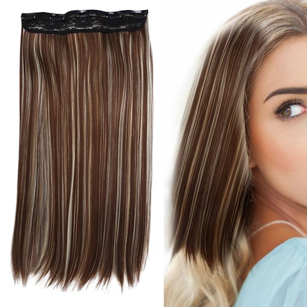 5 Clips En-delad Lång Rak Hårförlängning Perukbit Clip In Falskt Hårbit Styling 03#