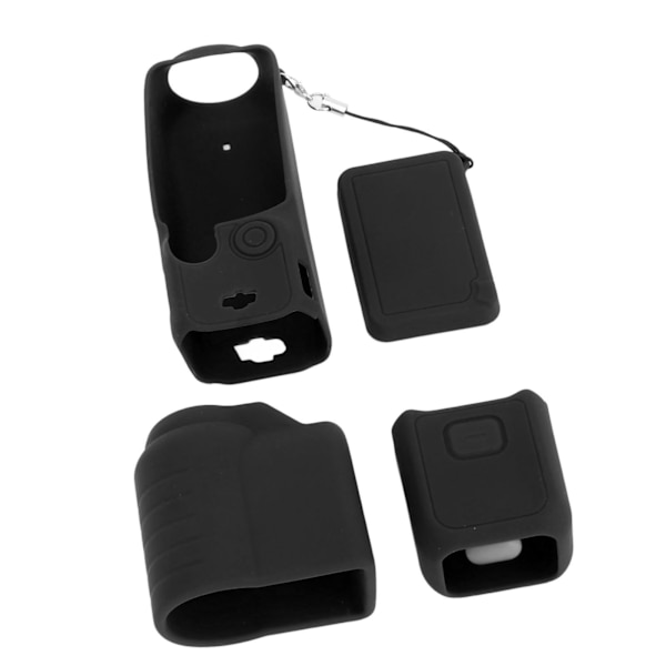 4 i 1 skyddande fodral för Osmo Pocket 3 silikon skärmskydd linsskydd ärm actionkamera tillbehör set med snöre svart