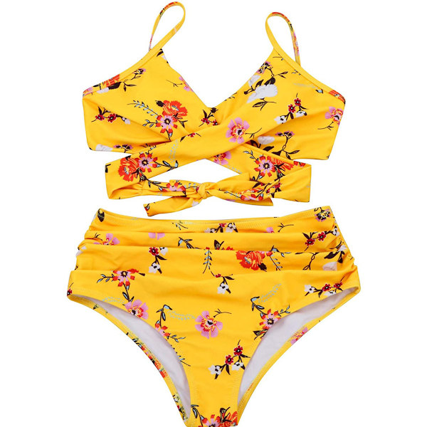 Damer Wrap Bikini Sæt Push Up Høj Talje Todelt Badetøj Split Slangeskind Print Badetøj til Svømning Vandsport (Ayaka) M