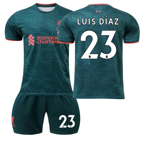 2023 Liverpool udebane grøn fodboldtrøje sæt-Nr.23 LUIS DIAZ#18 No.23 LUIS DIAZ #18