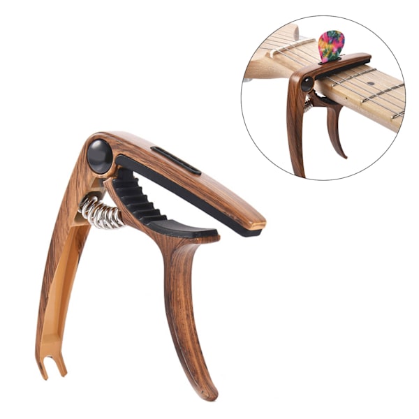 Gitarr Capo Plektrum Set Legering Trä Korn Blank Universal Capo med Plektrum Väska för Prestanda