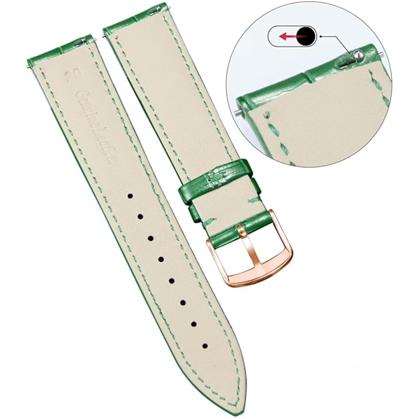 AVEKI Watch i äkta läder Flerfärgat vattentätt för män kvinnor, GR-grön (20 mm)