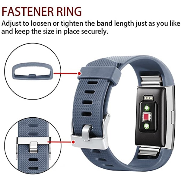 Smartklokke, armbåndsrem erstatningsrem kompatibel med Fitbit charge 2, klassiske og spesielle justerbare sportsarmbånd（Slate-L）