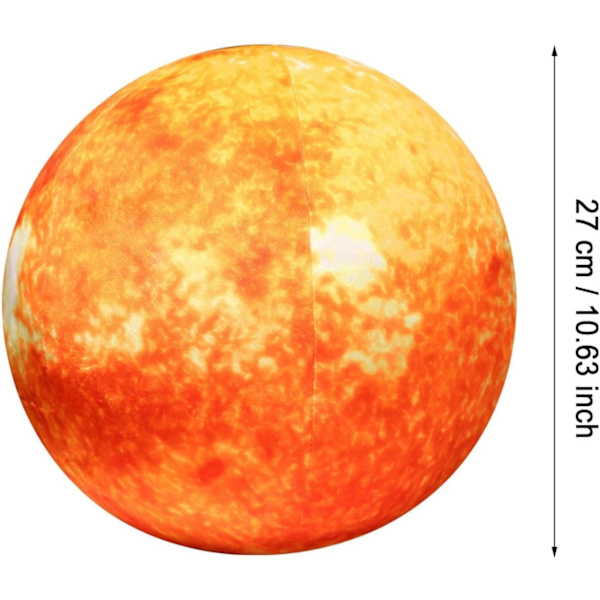 Ultrarealistisk 3D-Planet, Måne, Jord, Sol, Kudde Plyschleksaker, för Barn Tonåringar Vuxna, för Lärare och Föräldrar, Pedagogisk Leksak The Sun