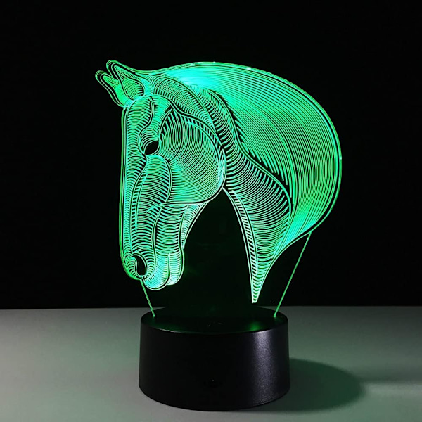 WJ Hest LED nattlys Barn Gaver 7 Farger Skiftende Hest LED Nattlys 3D LED Skrivebord Bordlampe Sengelampe Som Hjemmedekorasjon