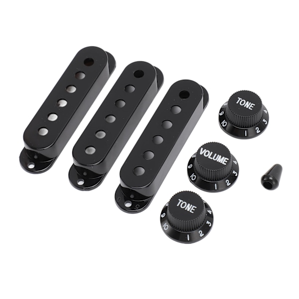 Gitarr pickup-kåpa ratt set 6 hål enkel spole 2 ton 1 volym switch spets ersättningsdelar för Fender svart