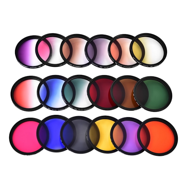 K&F Concept 18-delad ultra-tunn cirkulär gradient och fullfärgslinsfilterkit (67 mm)