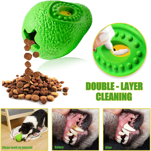 Hundleksaker Godis Dispenser Hållbar Naturligt Gummidoggtandvårdsleksak för Medelstora och Stora Hundar, Avokado