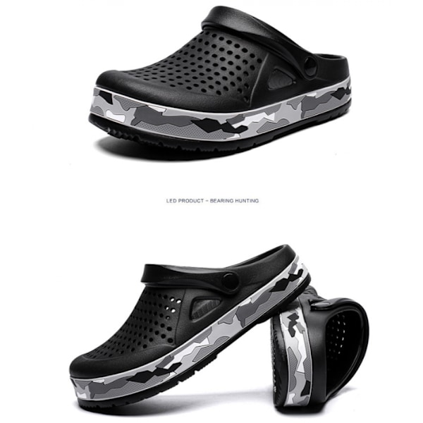 Unisex Have Clogs Sko | Strand Vandsko | Slip på Komfortable Sko Luftpude Sandaler Tøfler-Sort(45 EU Størrelse）