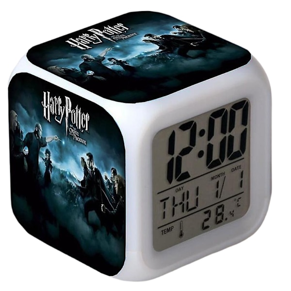 Anime Cartoon Alarm Clock One Piece LED Square Clock Digital väckarklocka med tid, temperatur, alarm, datum