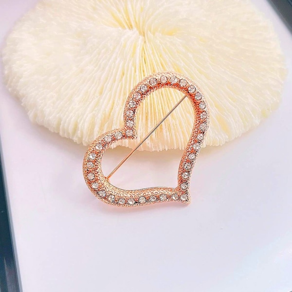Brosch Pins Hjärta Söt Kavajslag Hijab för Kvinnor Mode Broscher Smycken-----Rose Guld