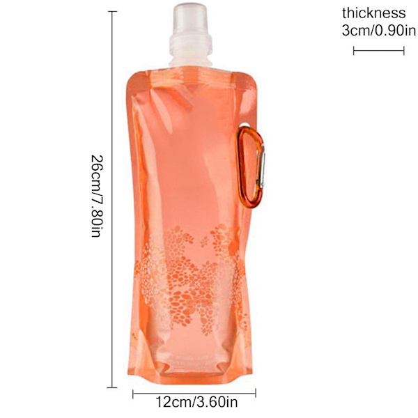 Bærbar Ultralet Foldbar Silikone Foldbar Vandflaske Vandpose Udendørs Sportsartikler Vandring Camping Blød Kolbe Vandpose (orange)