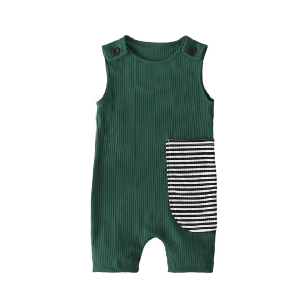 AVEKI Summer Baby Boy ärmlös romper jumpsuit One Piece Bodysuit Skjorta Outfit Kläder --- Grön (Storlek 100)