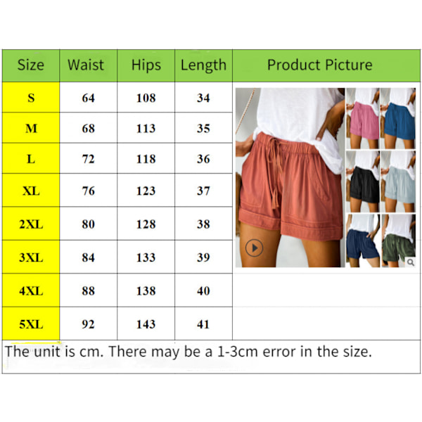 Womens Casual Short Comfy Drawstring Elastic Waist Summer Pocketed Shorts --- Grå （Størrelse 2XL）