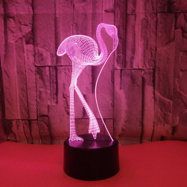 Optisk illusion 3D Flamingos nattlampa 16 färger ändrar USB-driven fjärrkontroll touch switch dekorationslampa