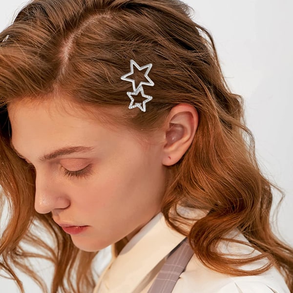 2 st ihåliga stjärnhårklämmor, halkfri metall geometrisk hårnål, eleganta strass hårspännen för kvinnor dam tjejer styling hårtillbehör