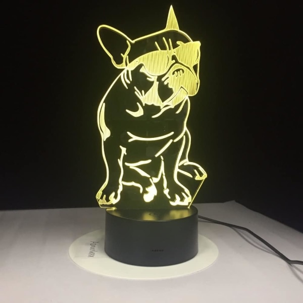 WJ bär solglasögon Hund 3D-lampa 7-färgade led nattlampor för barn Touch LED USB bord Lampara Lampe sovande nattlampa