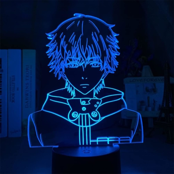 7/16 Färger Fjärrkontroll Touch Switch USB Anime Ljus Ken Kaneki 3D Illusion LED Nattlampa för Hemrum Dekor Bordslampa