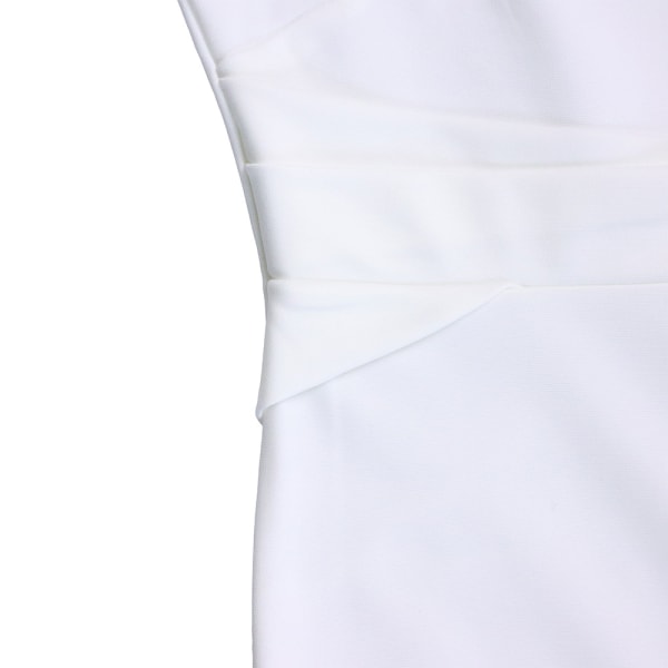 Dammode Temperament Sexig enfärgad plisserad klänning (Vit XL)