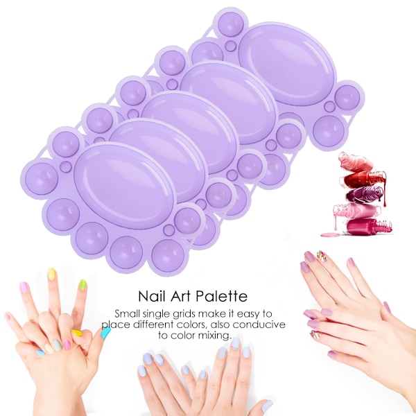 5 st/set Målningsverktyg Nagellack Palett Nagel Blandningsfärg Verktyg (Lila)