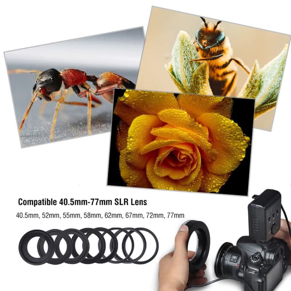 Bærbar 48 LED Ring Flash Lys Linse Adapter Ringe Sæt Til Canon til Nikon til Fuji SLR Kamera
