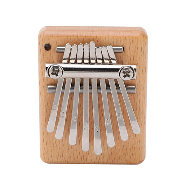 Tommelpiano 8 Tangenter Mini Bøk Kalimba Bærbar Finger Spilleinstrument med Lanyard