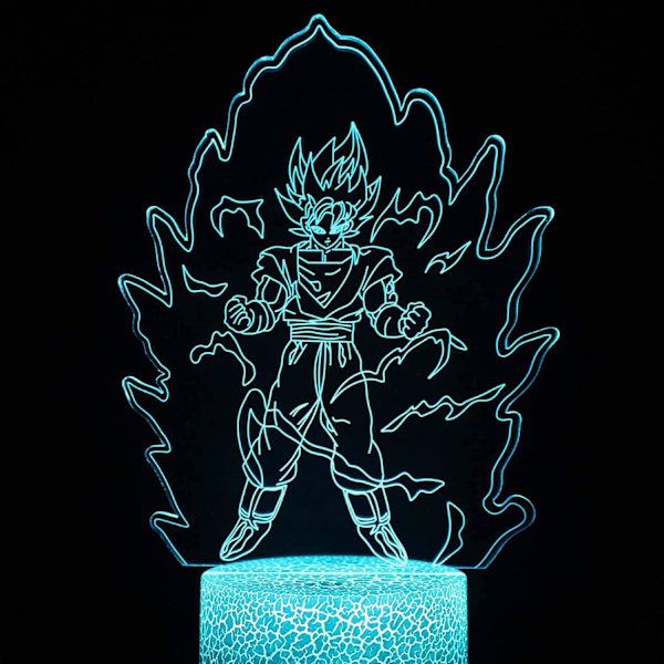 WJ 3D Illuusio Anime-lamppu, 7 Väriä Vaihtuva 3D Illuusio Anime-valo, Anime-hahmo 3D Valo Anime Akryyli LED-lampulle Anime Led-valo Lapsille Sun Wukong exploderar