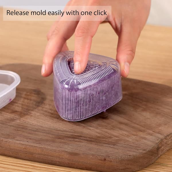 8-pak sødt risboldssæt – multiform (trekant/hjerte/kanin/blomst) Onigiri-forme + spatel, non-stick rysteforme til børn