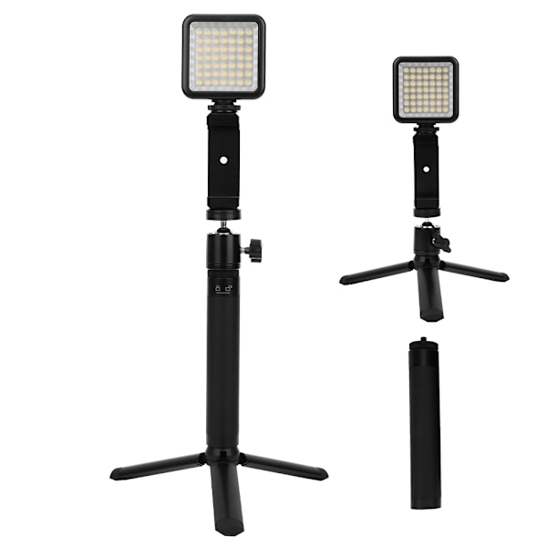 Mobiltelefon Live Bracket Selfie Stick Skrivbordsförlängningsstång Fast Stativ LED-ljuskit