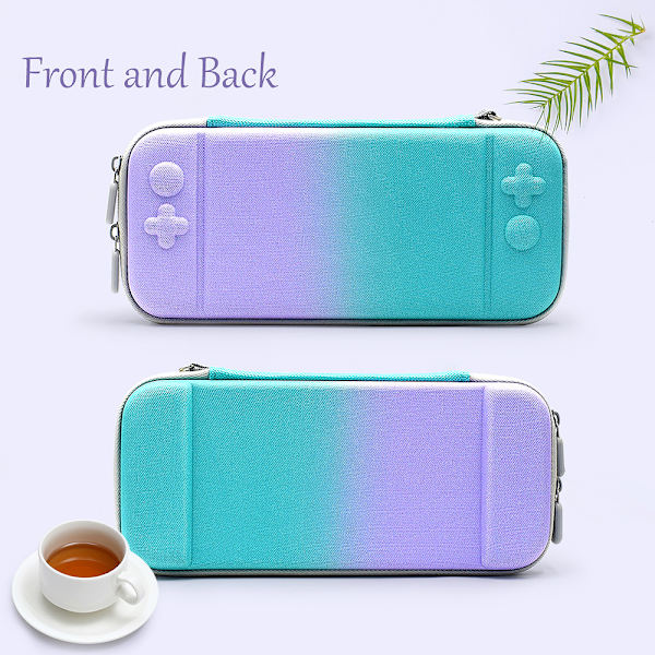Nintendo Switch/Switch Lite Gradient Förvaringsväska Bärväska Med Bärbar NS-tillbehör Med Fäste (Gradvis grön lila)