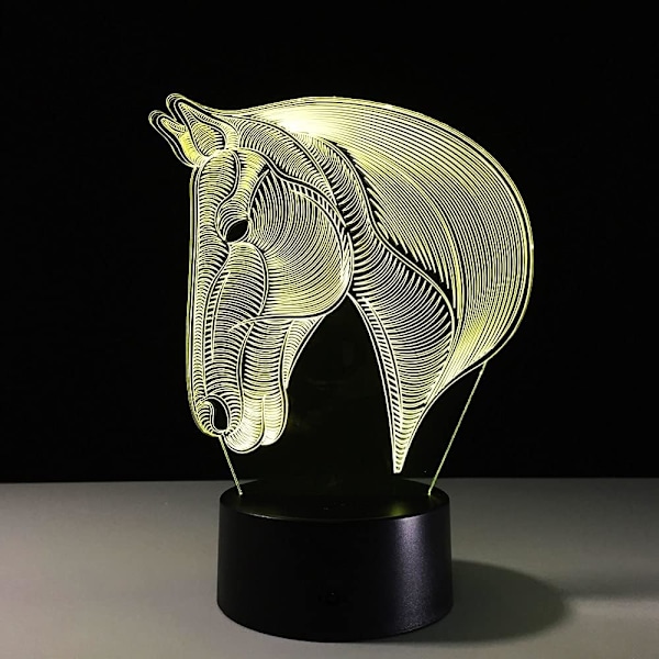 WJ Hest LED nattlys Barn Gaver 7 Farger Skiftende Hest LED Nattlys 3D LED Skrivebord Bordlampe Sengelampe Som Hjemmedekorasjon