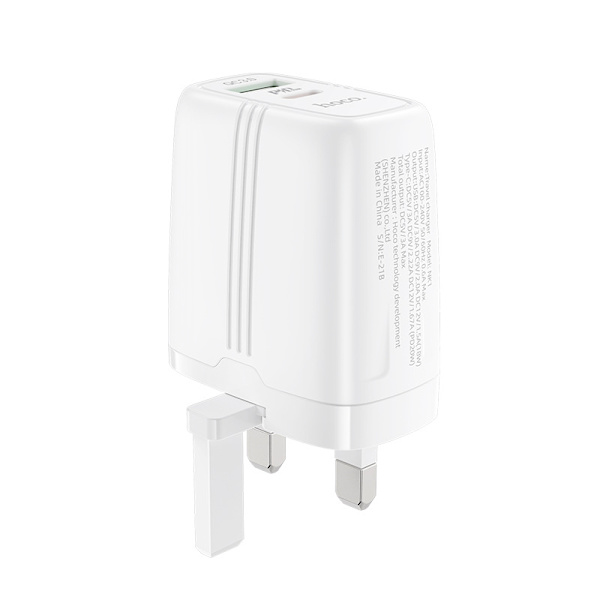 hoco. NK1 Zhanyou dobbelport PD20W+QC3.0 lader ny britisk standard 18W hurtigladinghode