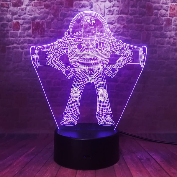 Tegneserie Pixar Ultimate Buzz Lightyear Rummandmand 7 Farveskiftende Natlys LED Astronaut Actionfigur Drengenes Soveværelse Tegneserie Dekoration C