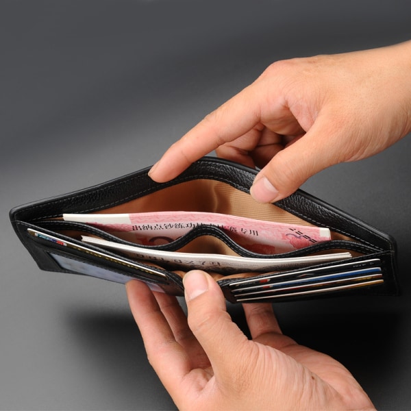 Minimalistisk herrplånbok, handgjord läderplånbok för män, blockerande plånbok, tunn kortplånbok