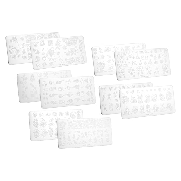10 stk Negle Stempling Plater Salong DIY Rustfritt Stål Bærbar Neglekunst Bilde Stempling Mønstre Sett