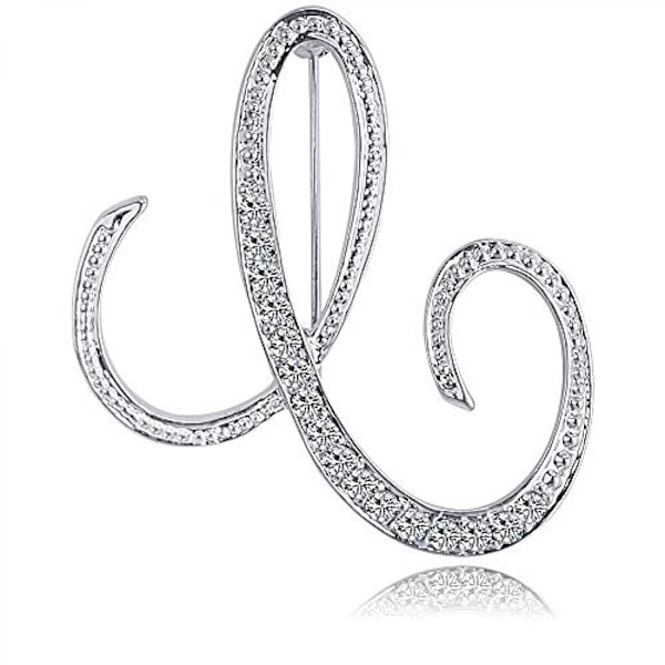 Brev Brosch Pins Initial Rhinestone Brosch för Kvinnor Hantverk Silvery -------C