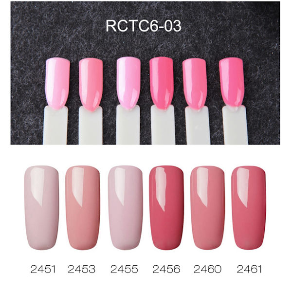 6 stk. 7 ml neglelak glitter skinne soak off langtidsholdbar UV LED gel polish manicure (RCTC6-03)